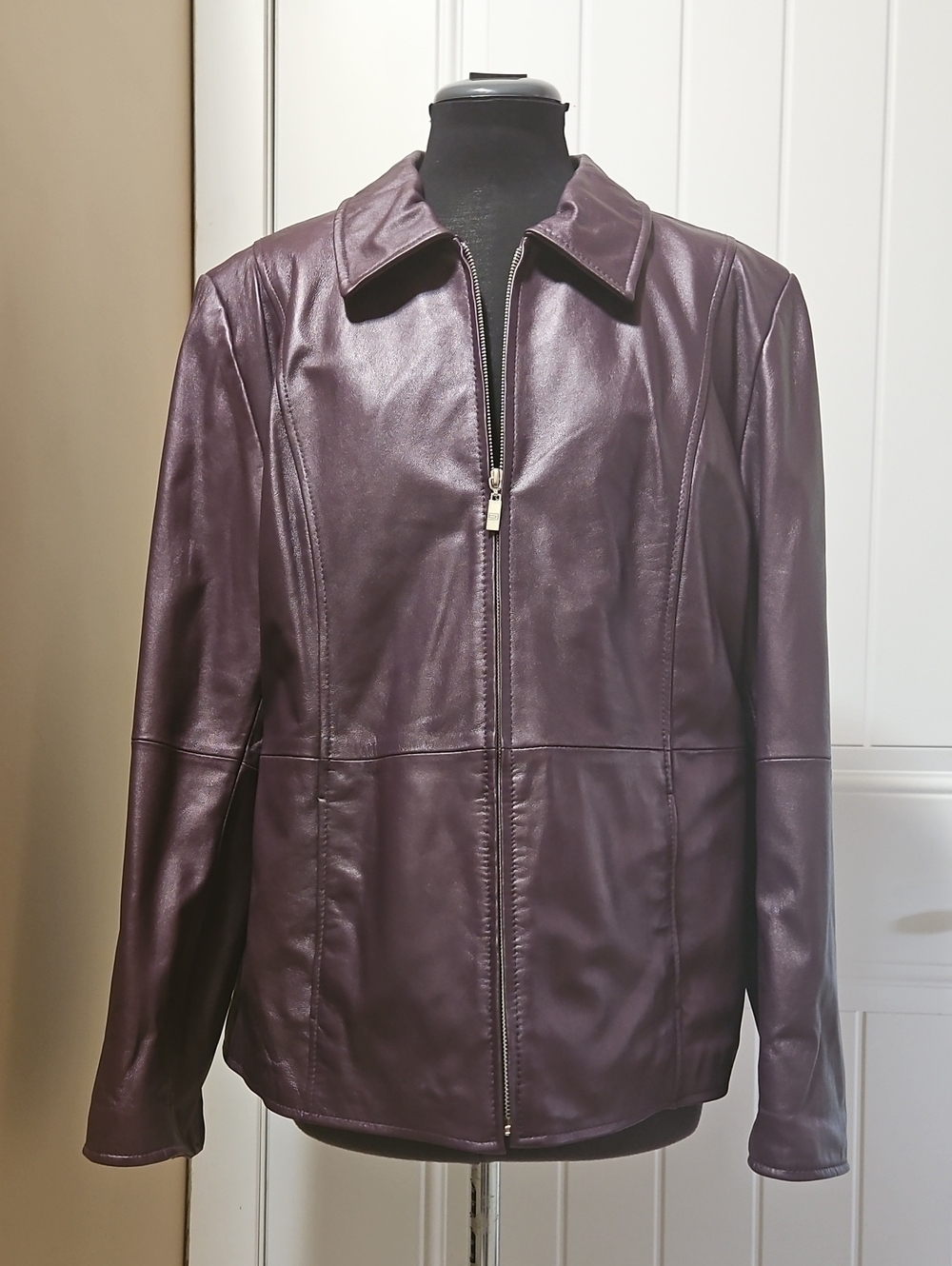 Guillaume Vintage Leather Blazer Jacket L In Purple